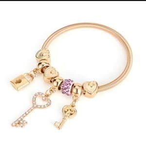 Unique lock and key charm bracelet